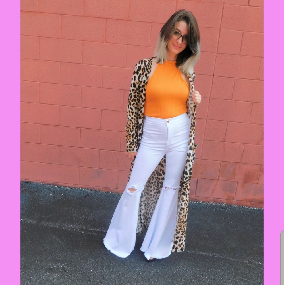 White Bell Bottom Jeans - Picture 2 of 2